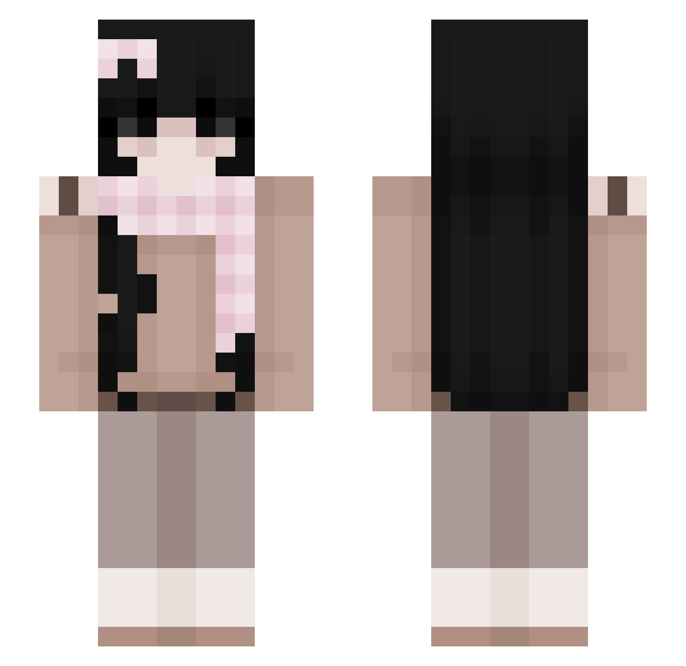 oKlr Minecraft skin, front and back view