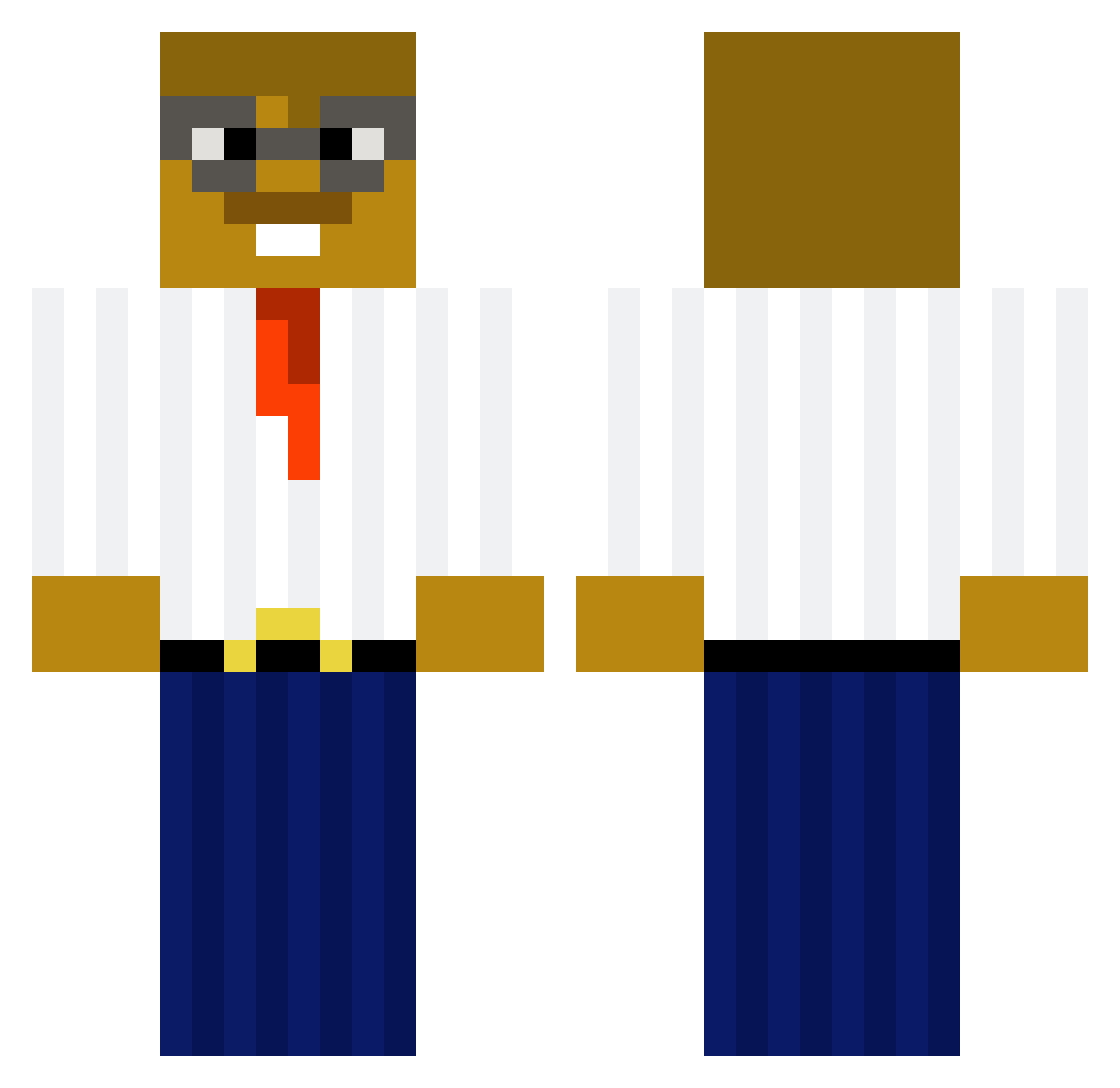 Quantenwiesel Minecraft skin, front and back view