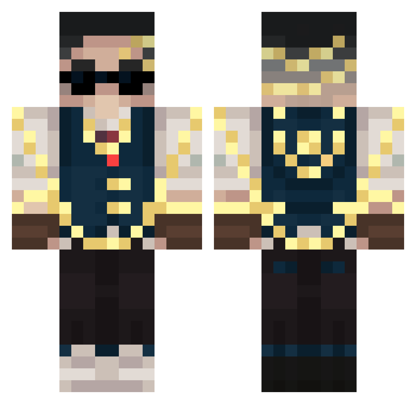 YuuriYurri Minecraft skin, front and back view