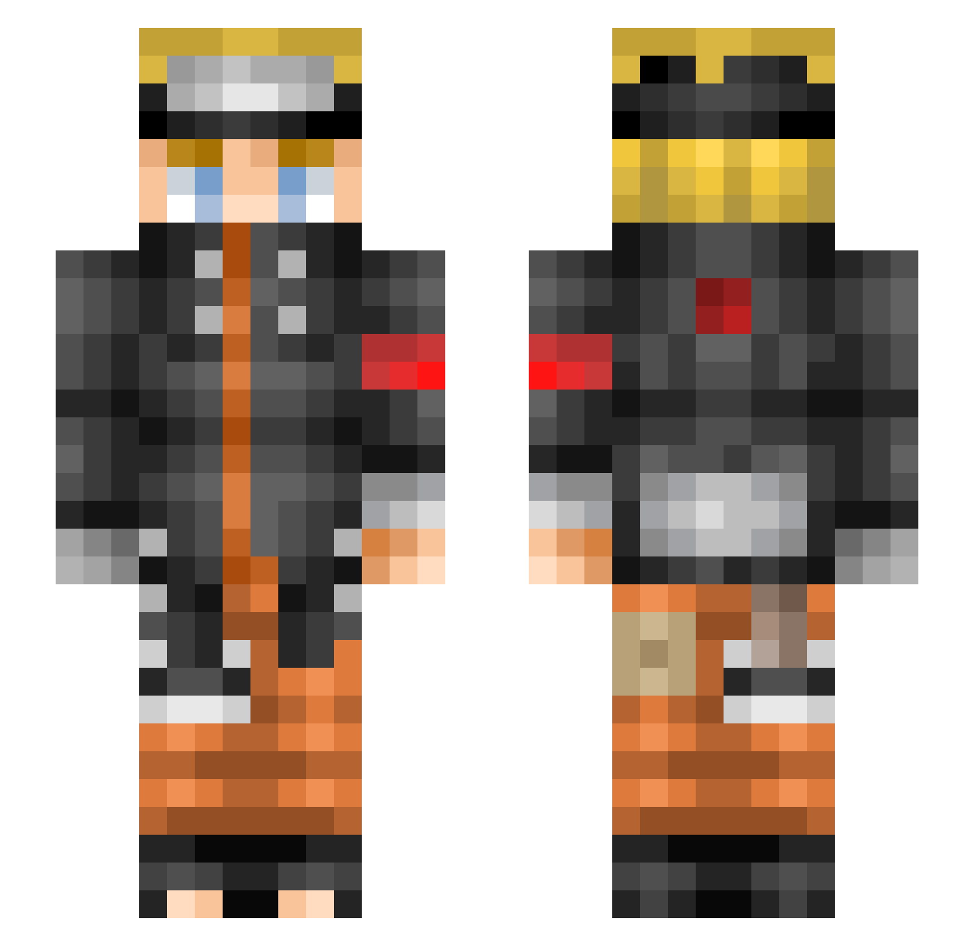 orangeobeezy Minecraft skin, front and back view