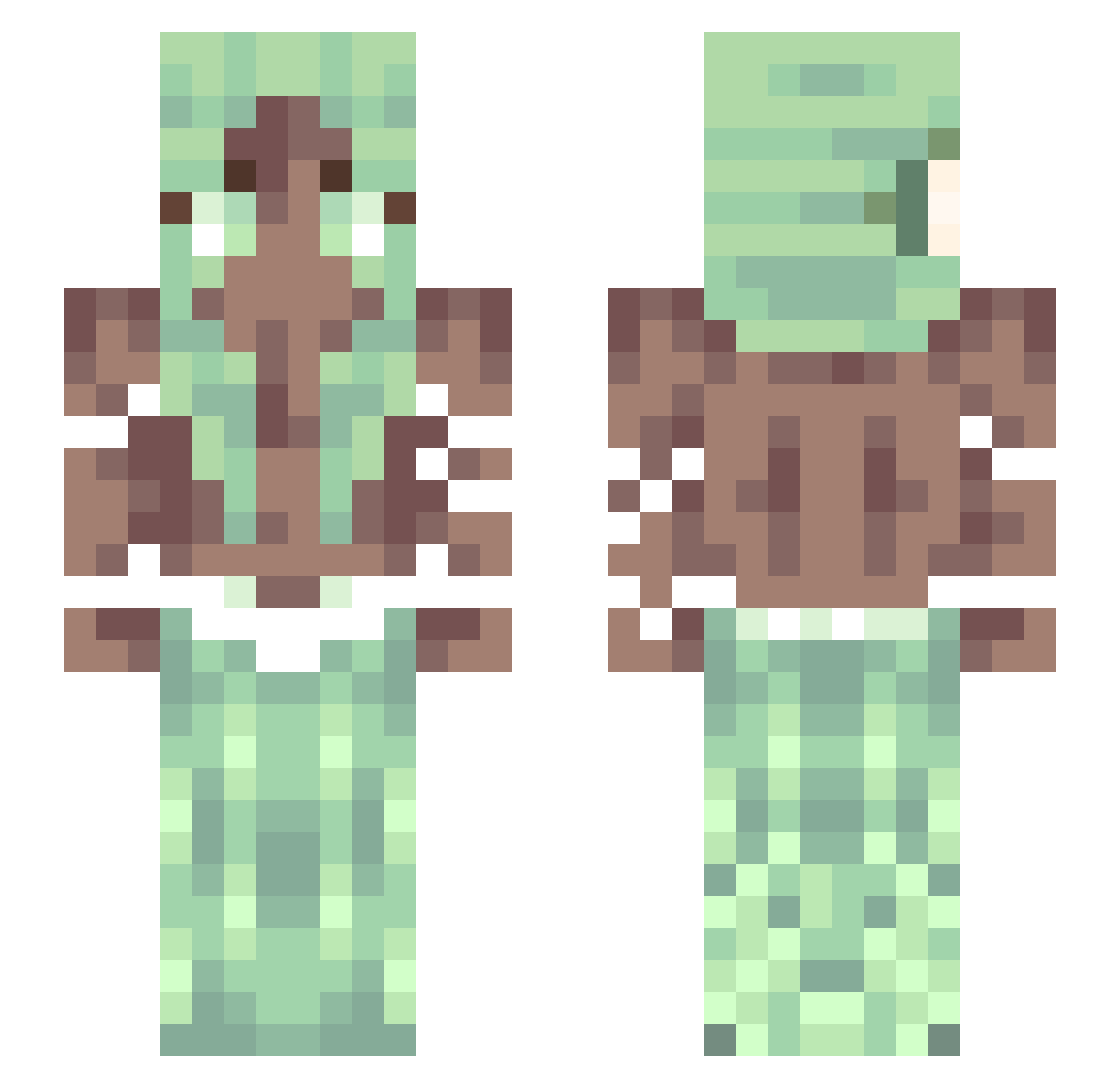 PeachWisp Minecraft skin, front and back view