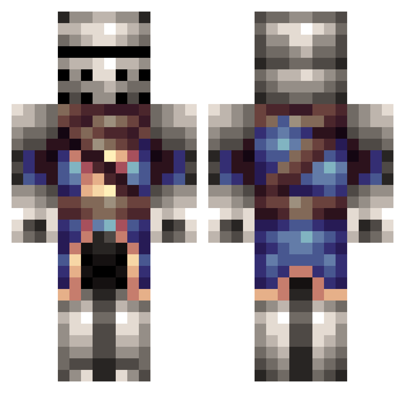 BigBoyQuack Minecraft skin, front and back view