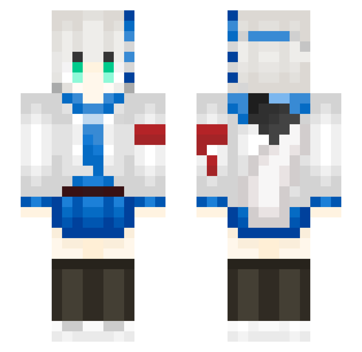 foxX1314 Minecraft skin, front and back view