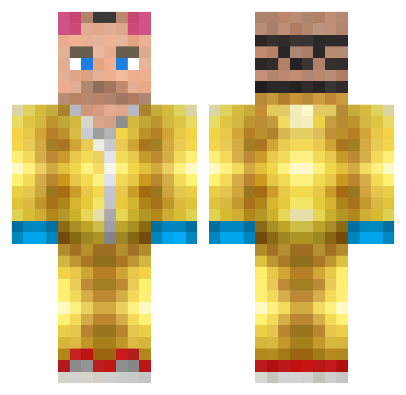 SteveNLegend Minecraft skin, front and back view