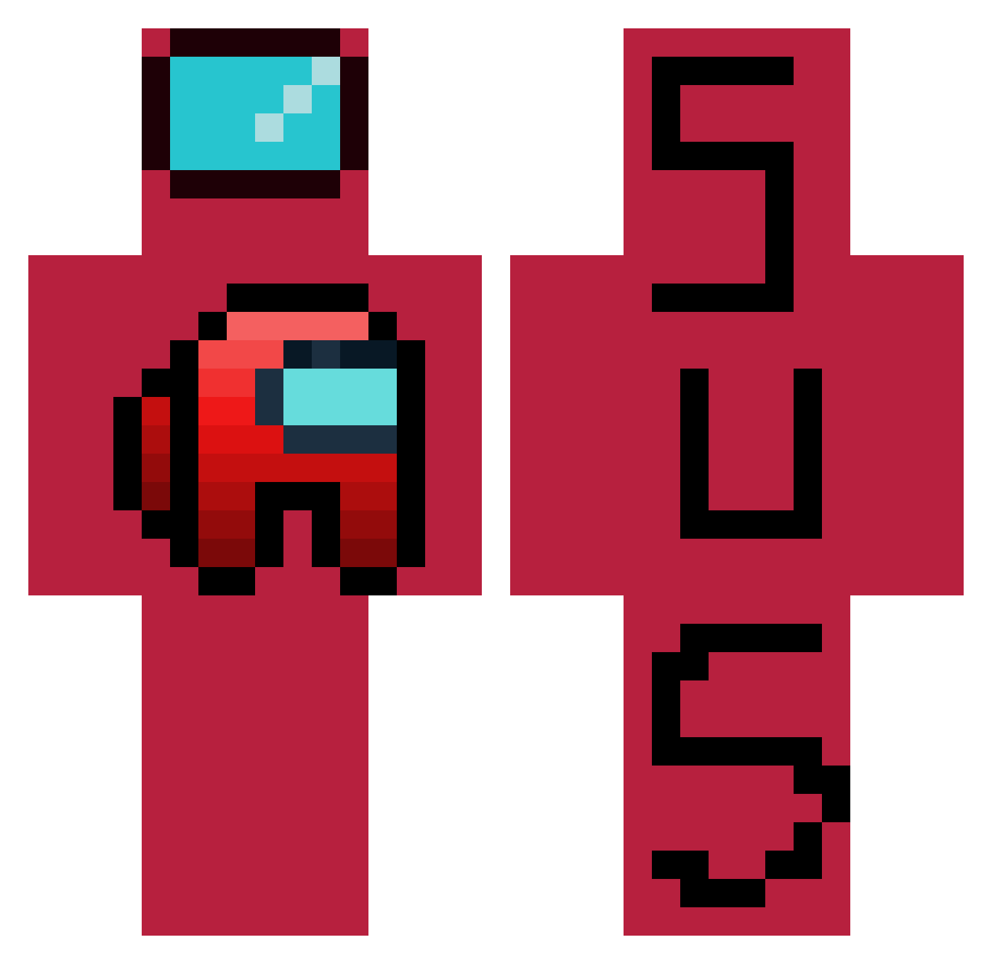 xRyos Minecraft skin, front and back view