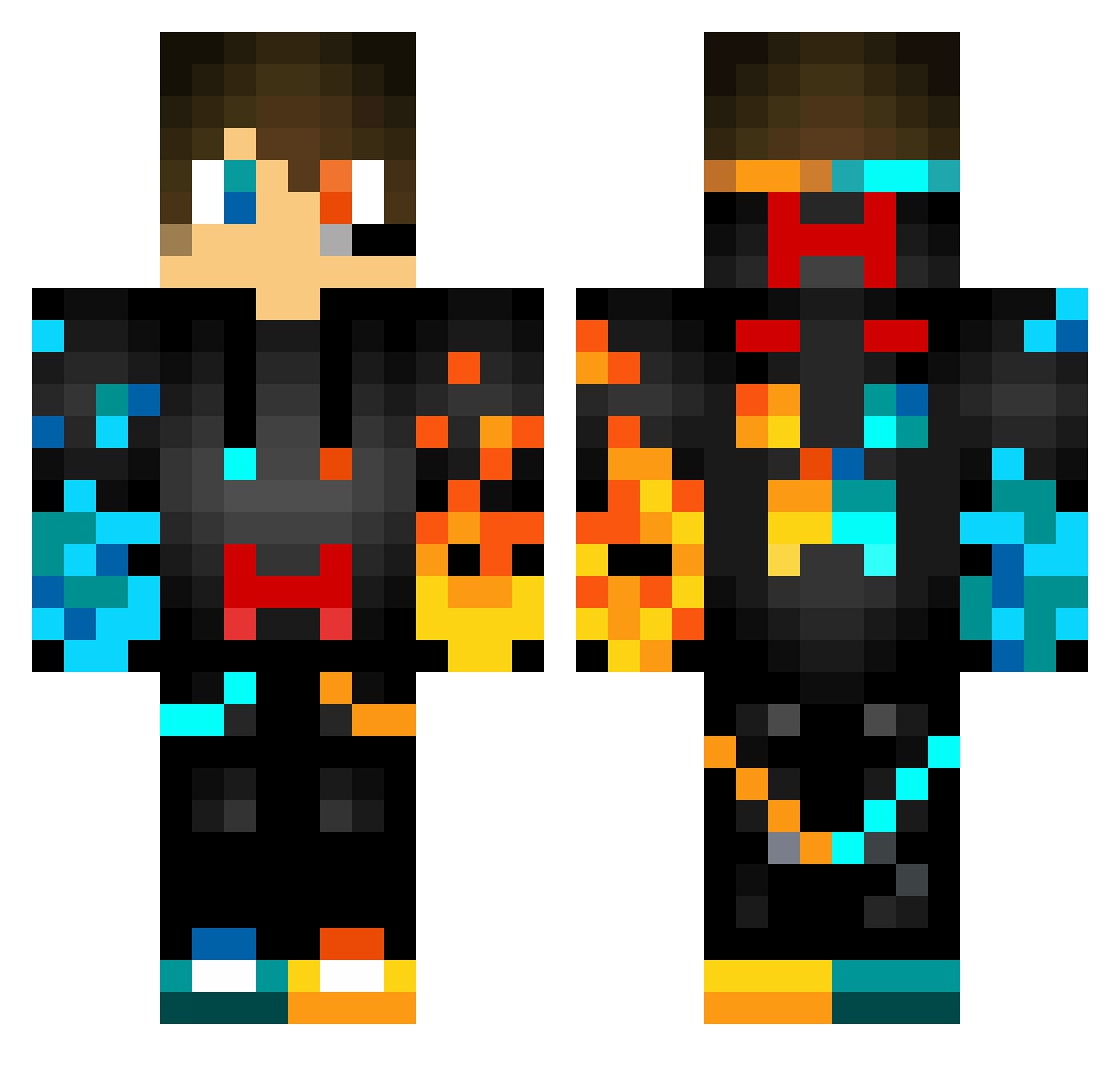 Wn77 Minecraft skin, front and back view