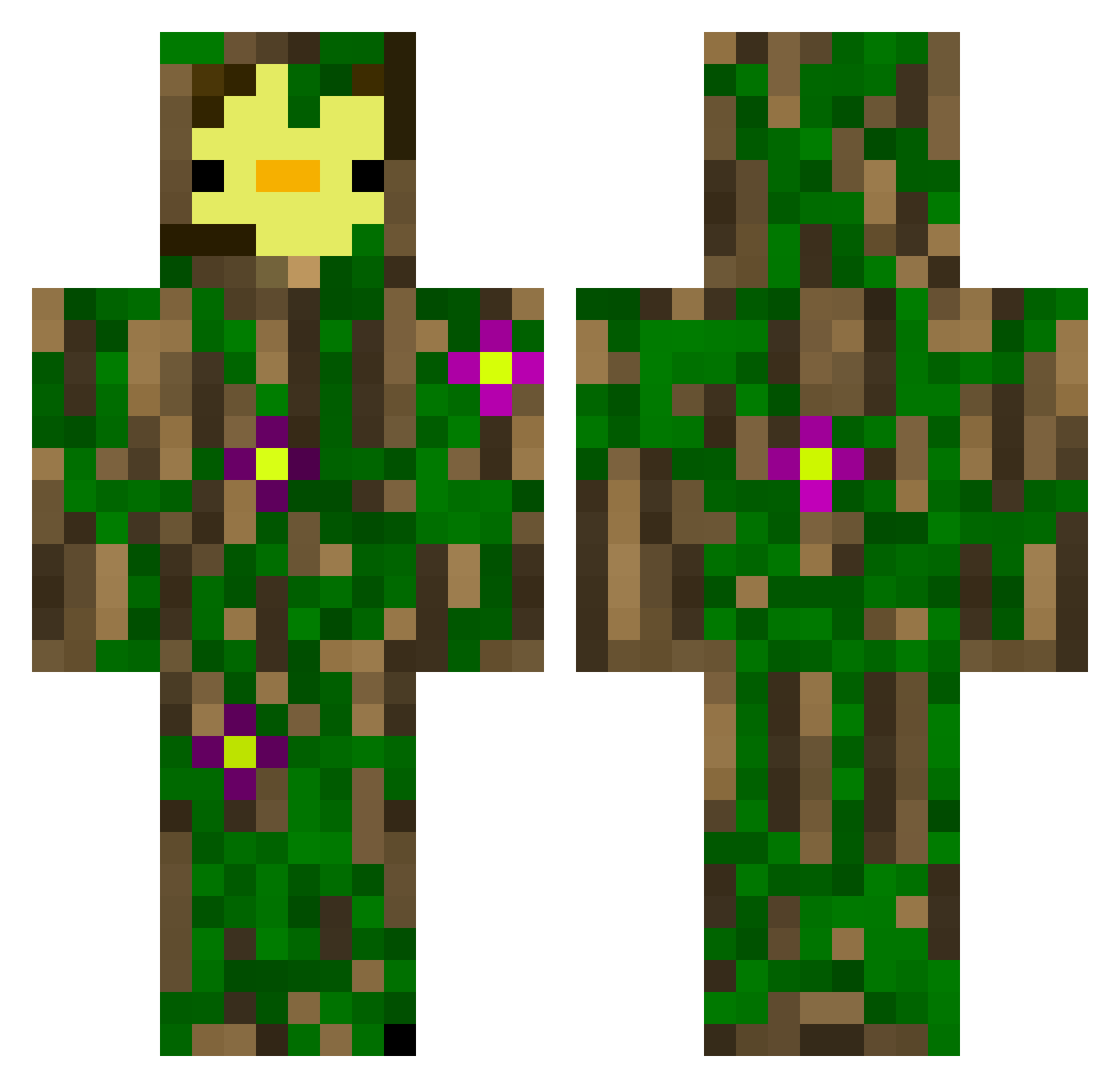 Wrozzy Minecraft skin, front and back view