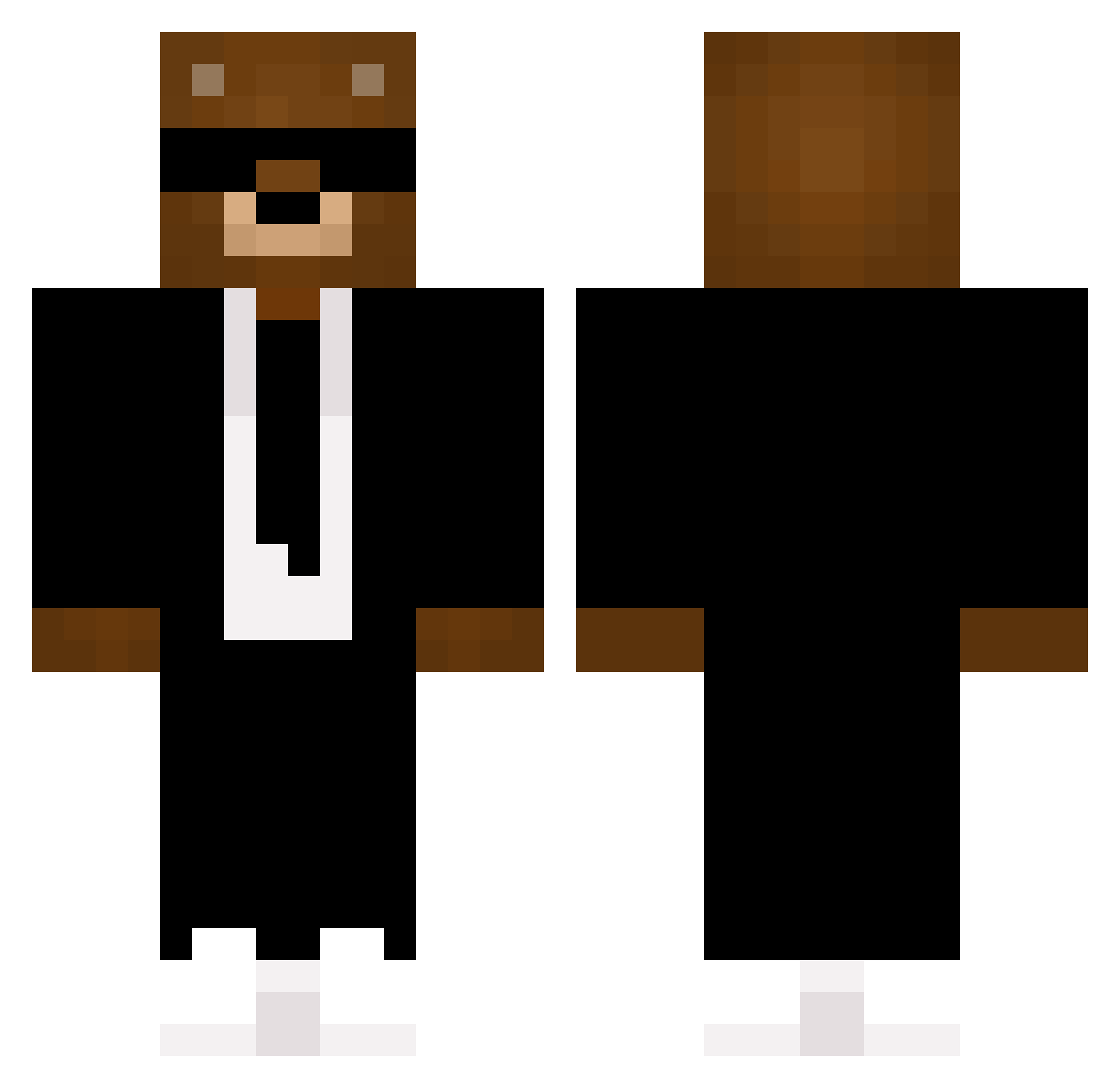 Chadlock Minecraft skin, front and back view