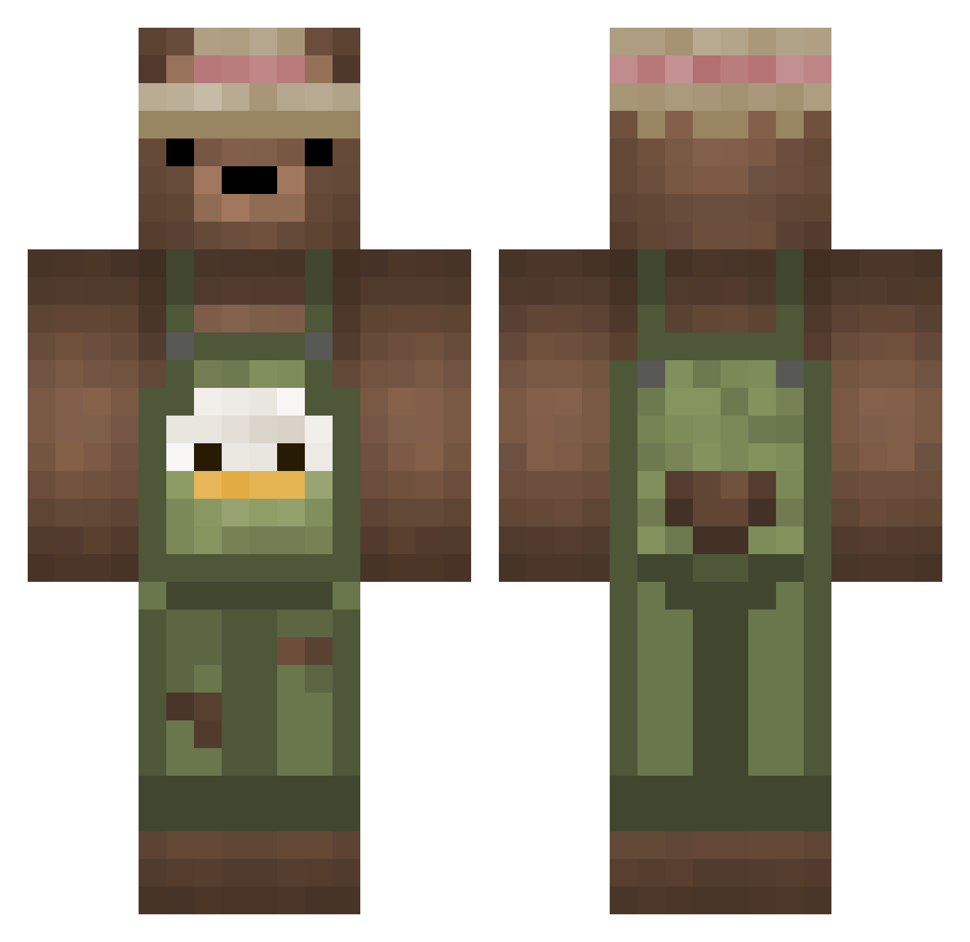 Rorcerock Minecraft skin, front and back view