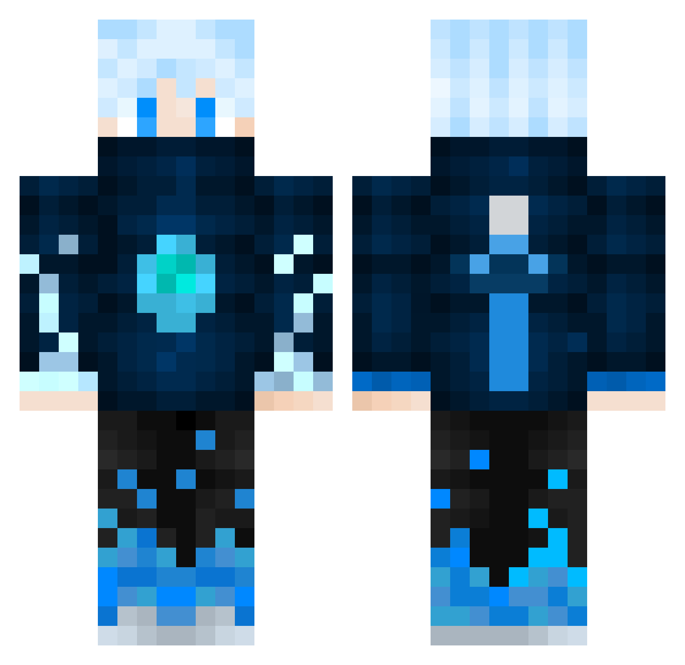 Fiaura Minecraft skin, front and back view