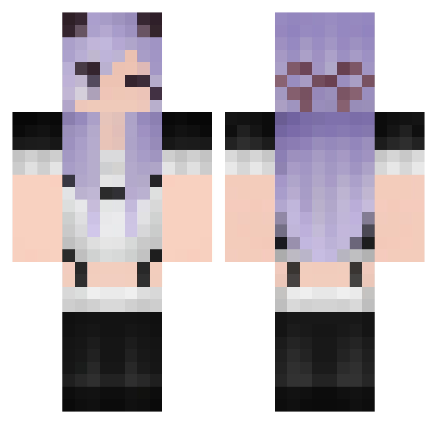 yunro Minecraft skin, front and back view