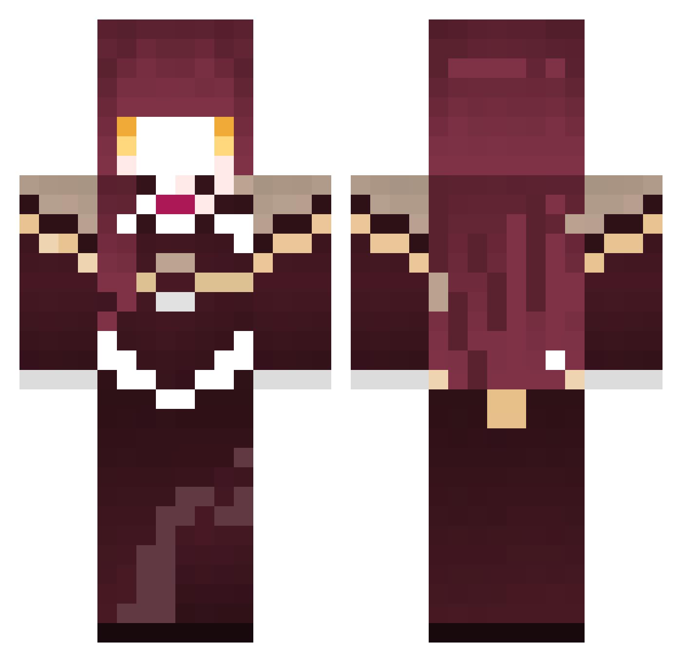 jefkouro Minecraft skin, front and back view