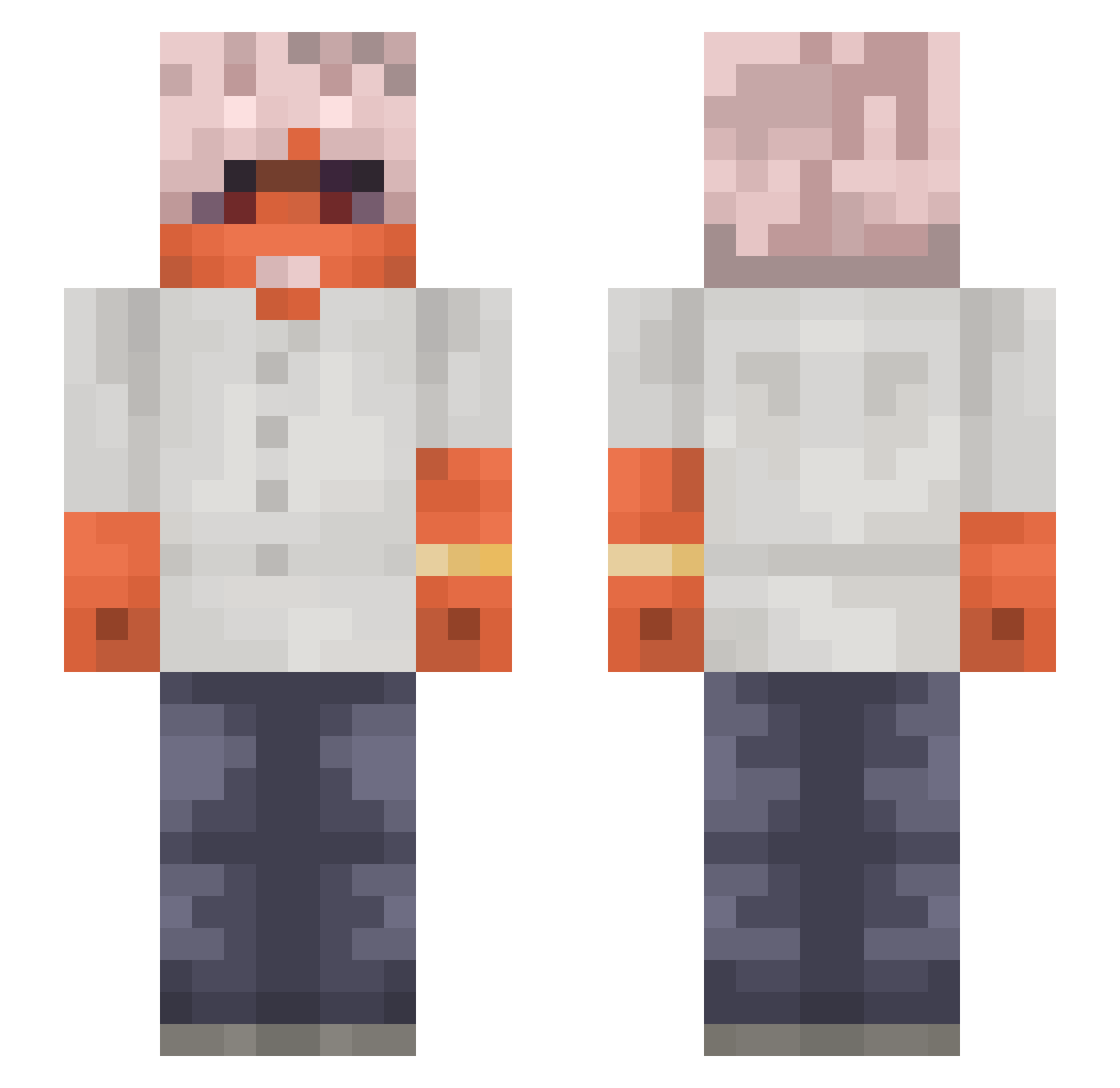 x3l1an Minecraft skin, front and back view