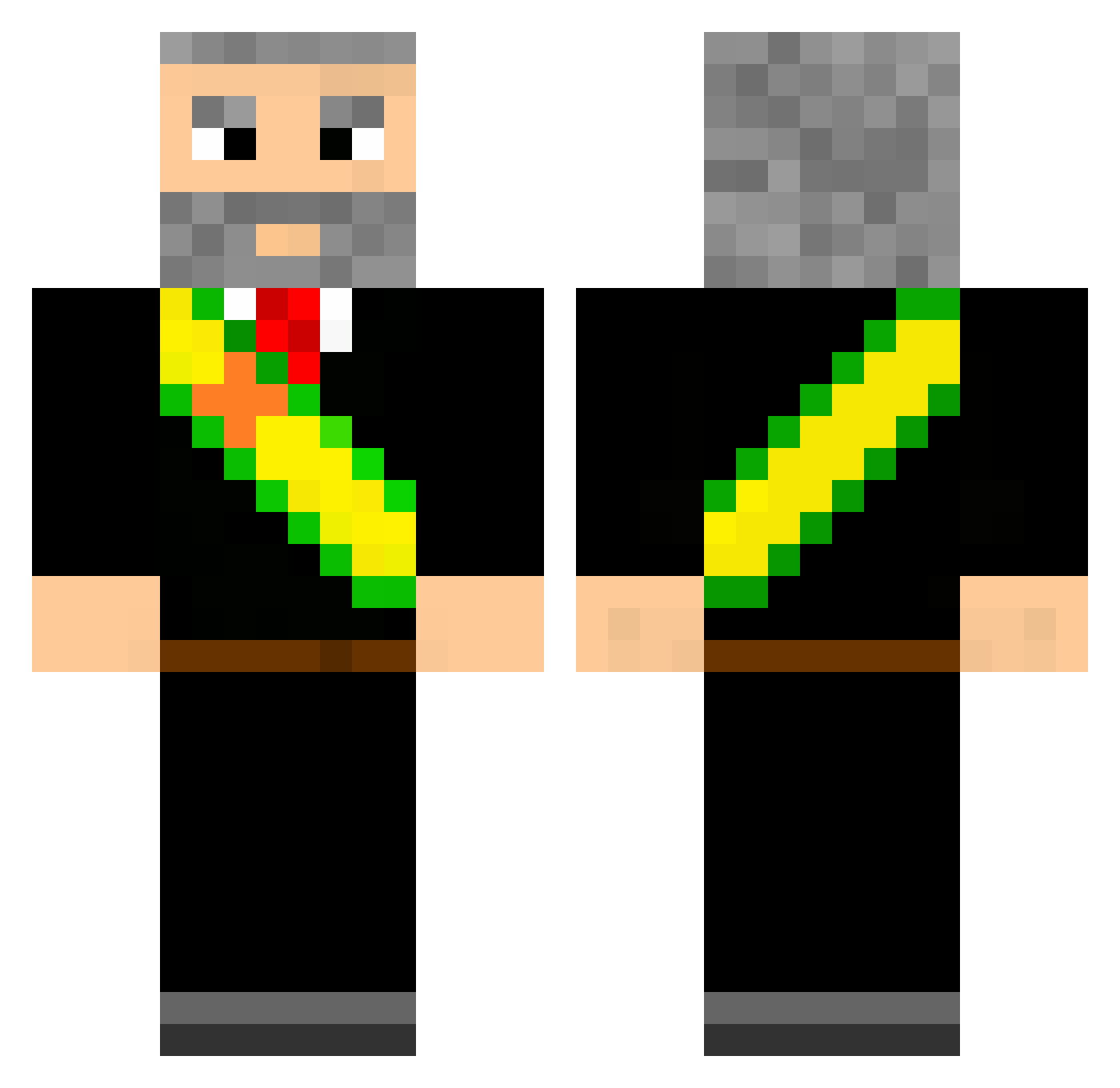 homidosacoenorme Minecraft skin, front and back view
