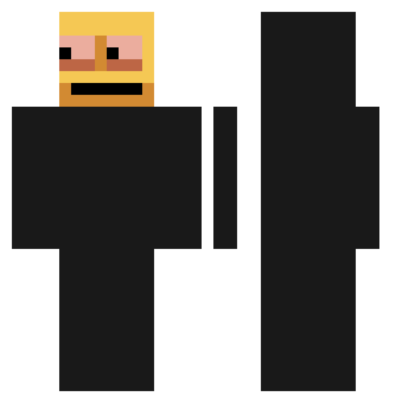xHeadzy Minecraft skin, front and back view
