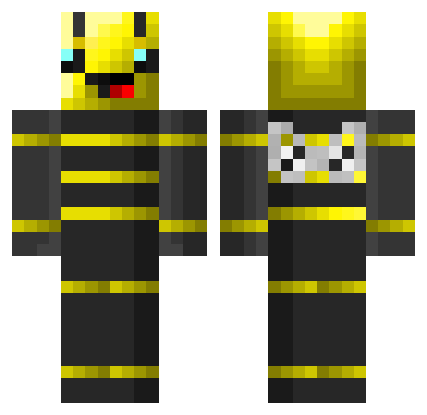 BurnerEffect Minecraft skin, front and back view