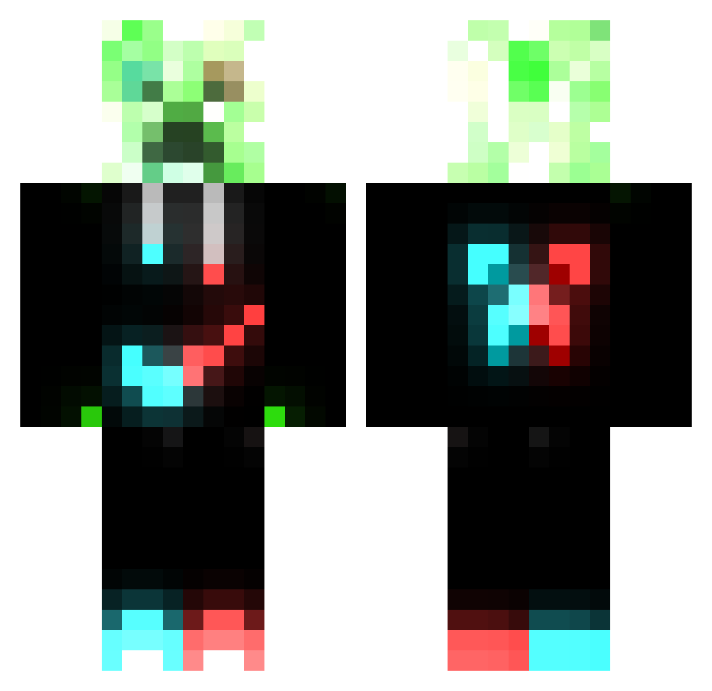 Vopezky654 Minecraft skin, front and back view