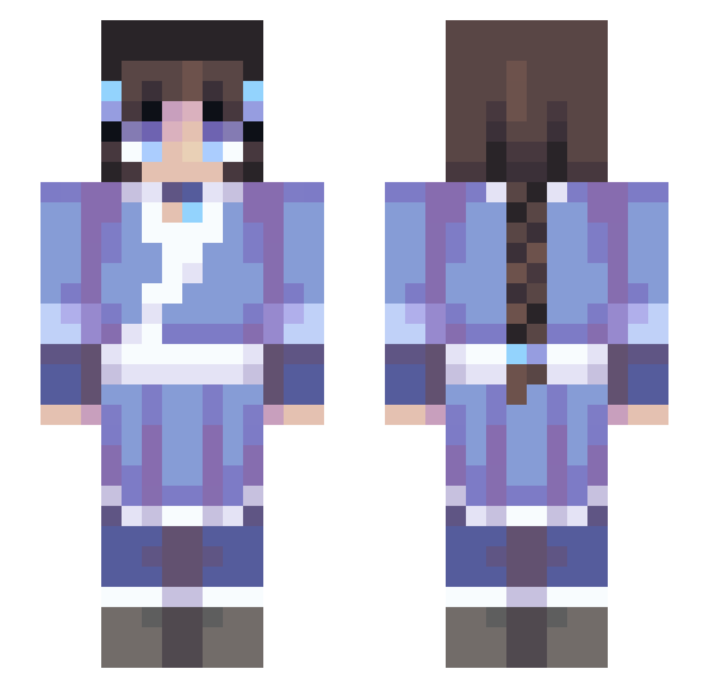 Adeus1 Minecraft skin, front and back view