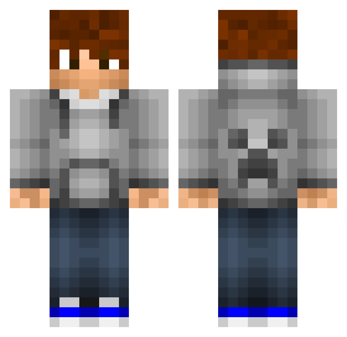 ThrashedNTrashd Minecraft skin, front and back view