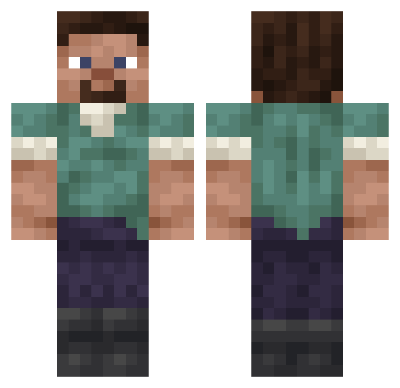 VakLens Minecraft skin, front and back view