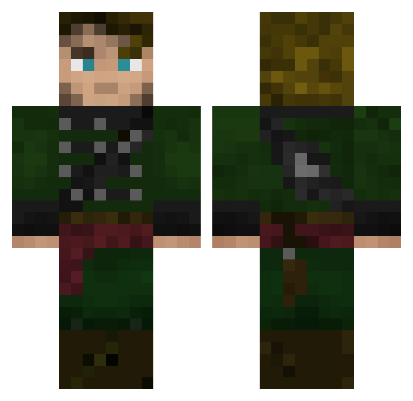 StigFries Minecraft skin, front and back view