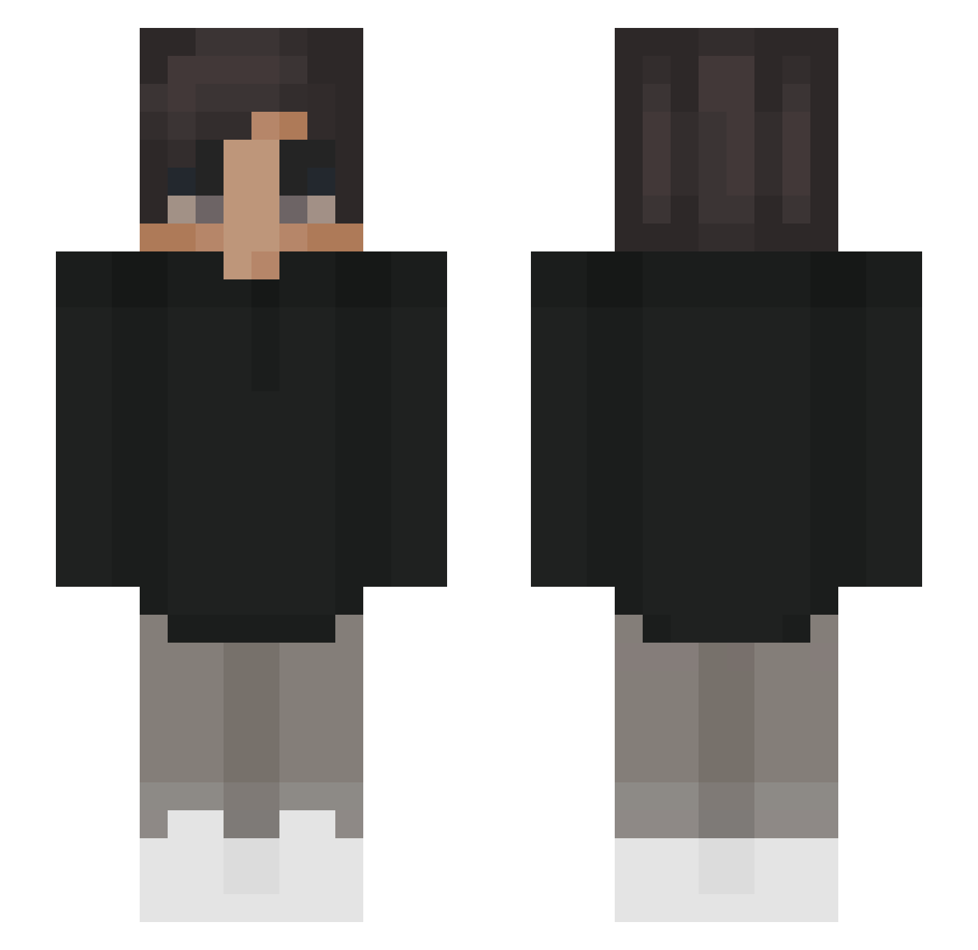 Smqrty Minecraft skin, front and back view