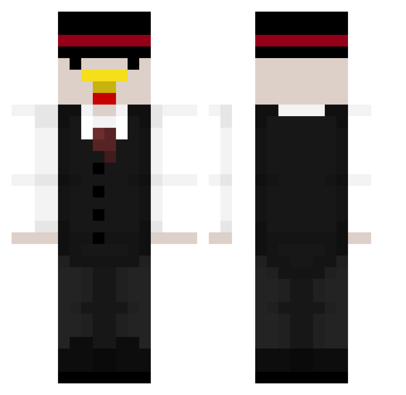 Chickmunkchunk Minecraft skin, front and back view