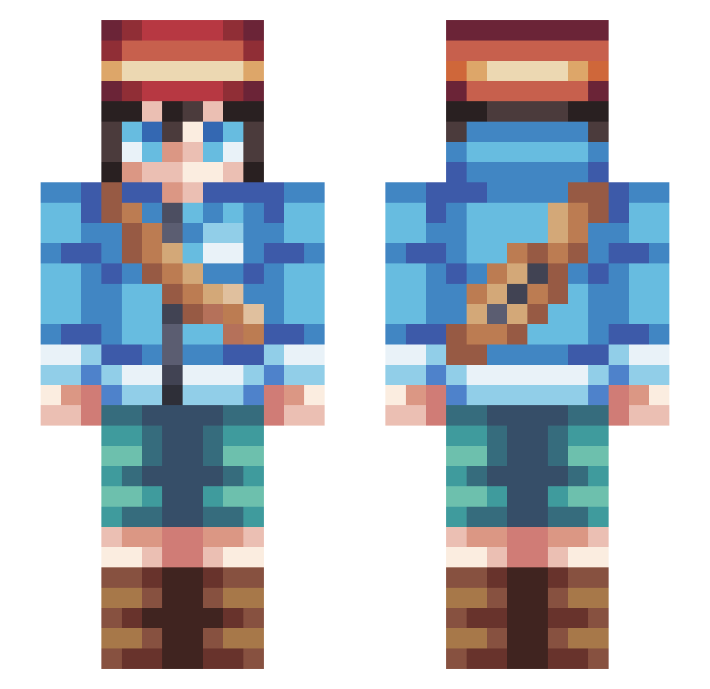 Pokeking925 Minecraft skin, front and back view