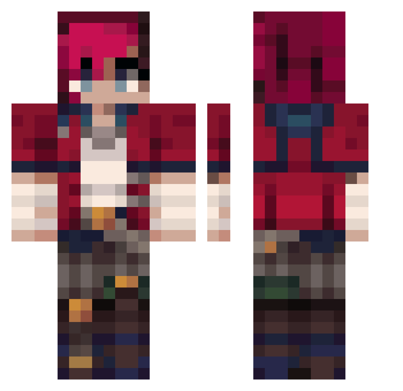 7ZZiii Minecraft skin, front and back view