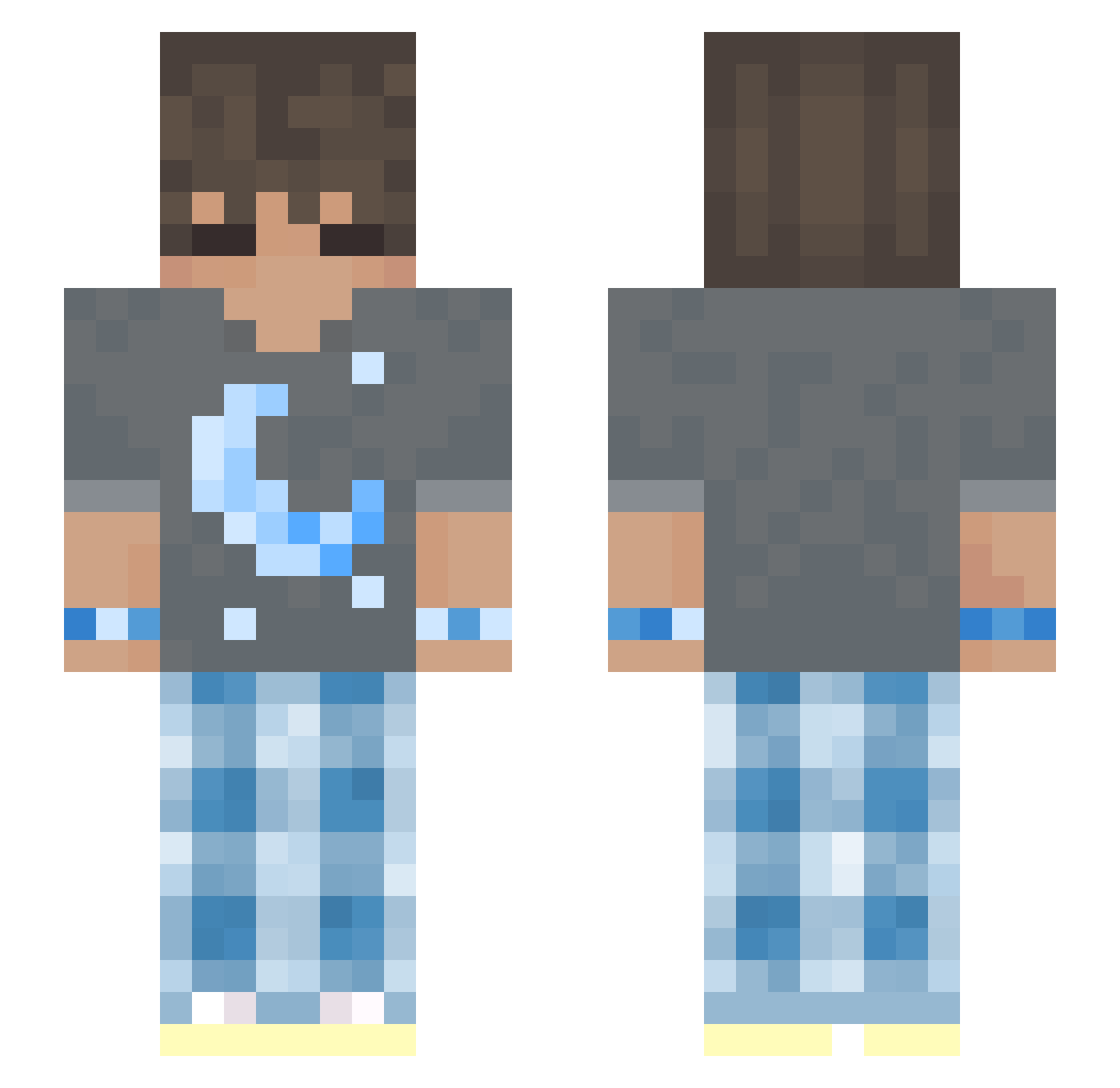 Snooooz Minecraft skin, front and back view