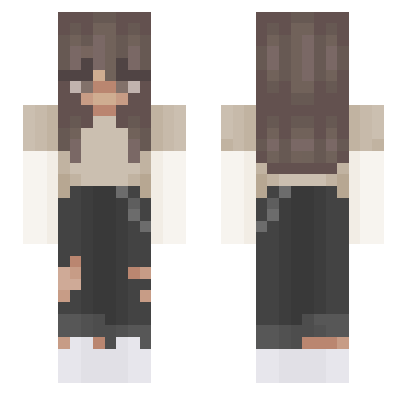 Clarie Minecraft skin, front and back view