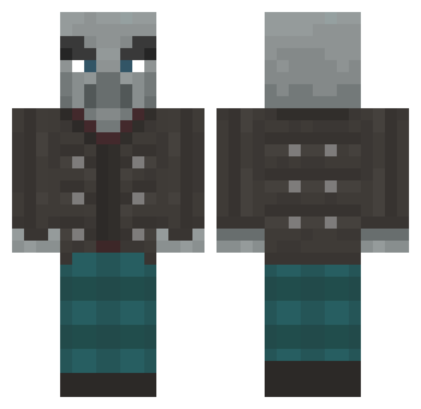 Rustysquash Minecraft skin, front and back view