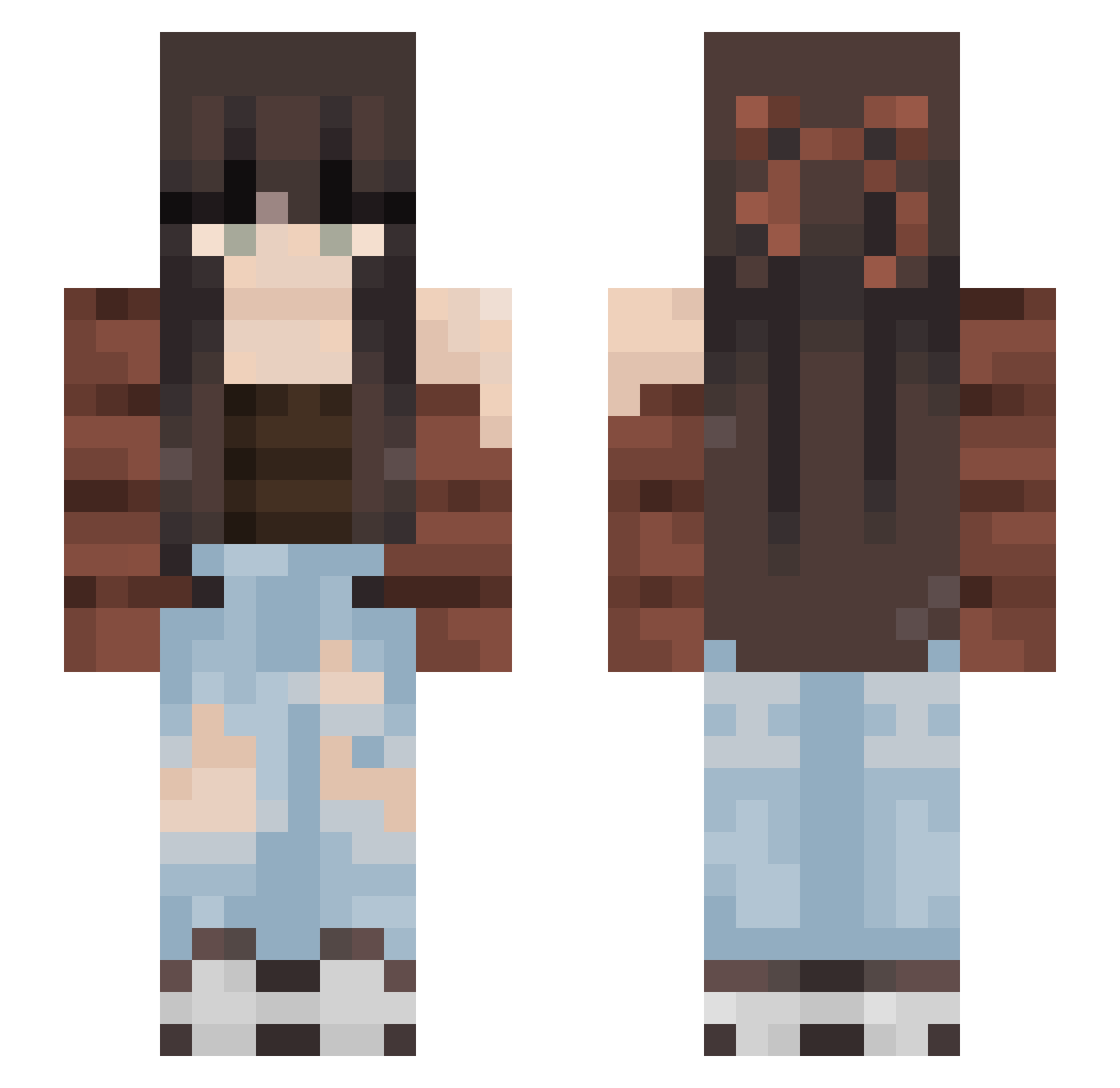 WeebWasFound Minecraft skin, front and back view