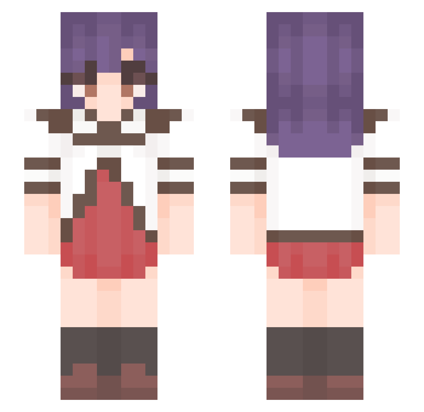 Minotts Minecraft skin, front and back view