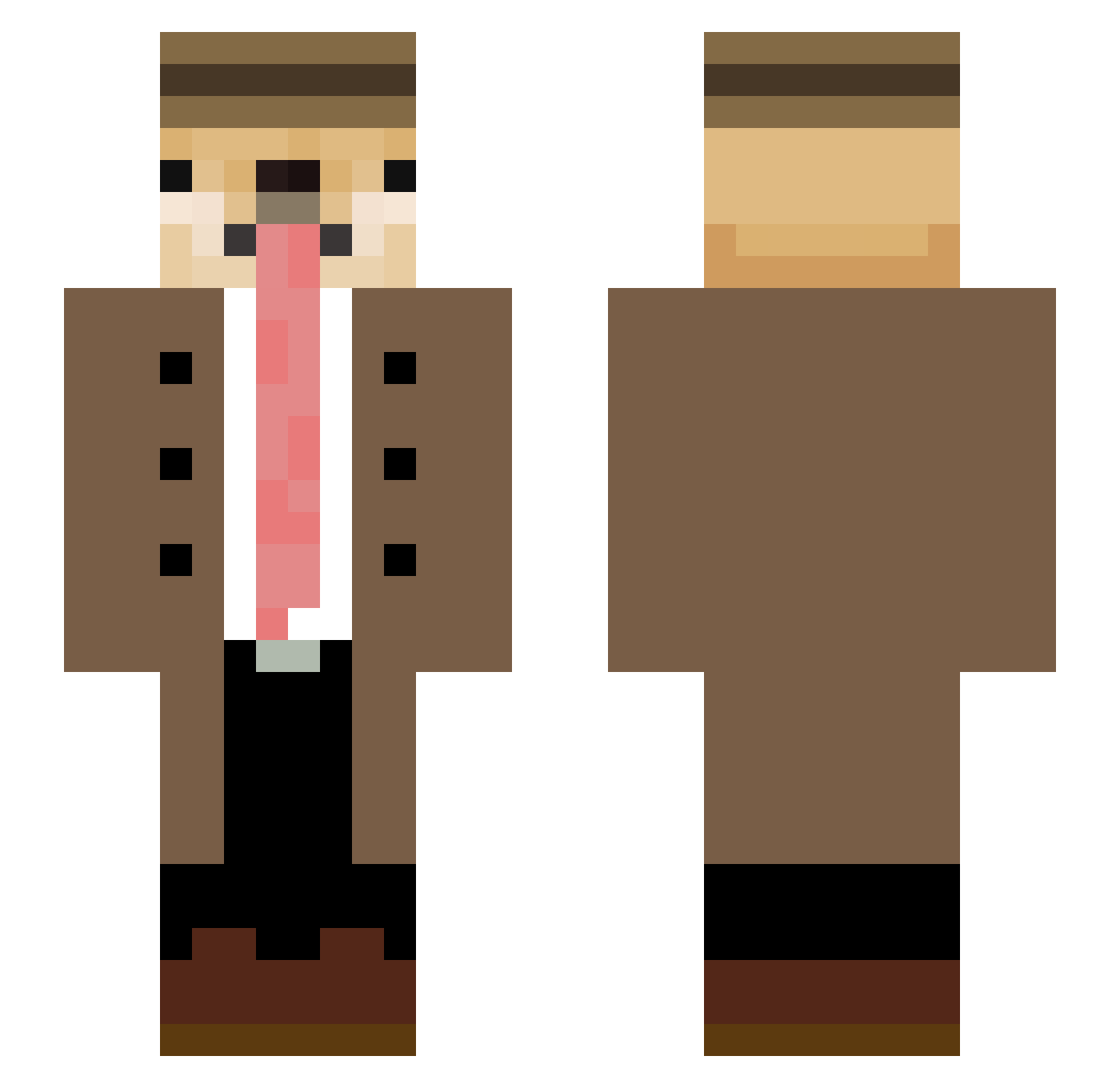 Poochiest Minecraft skin, front and back view