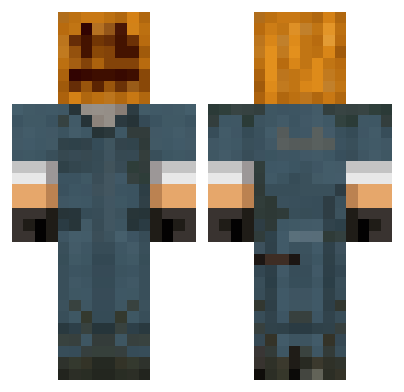 Aharteil Minecraft skin, front and back view