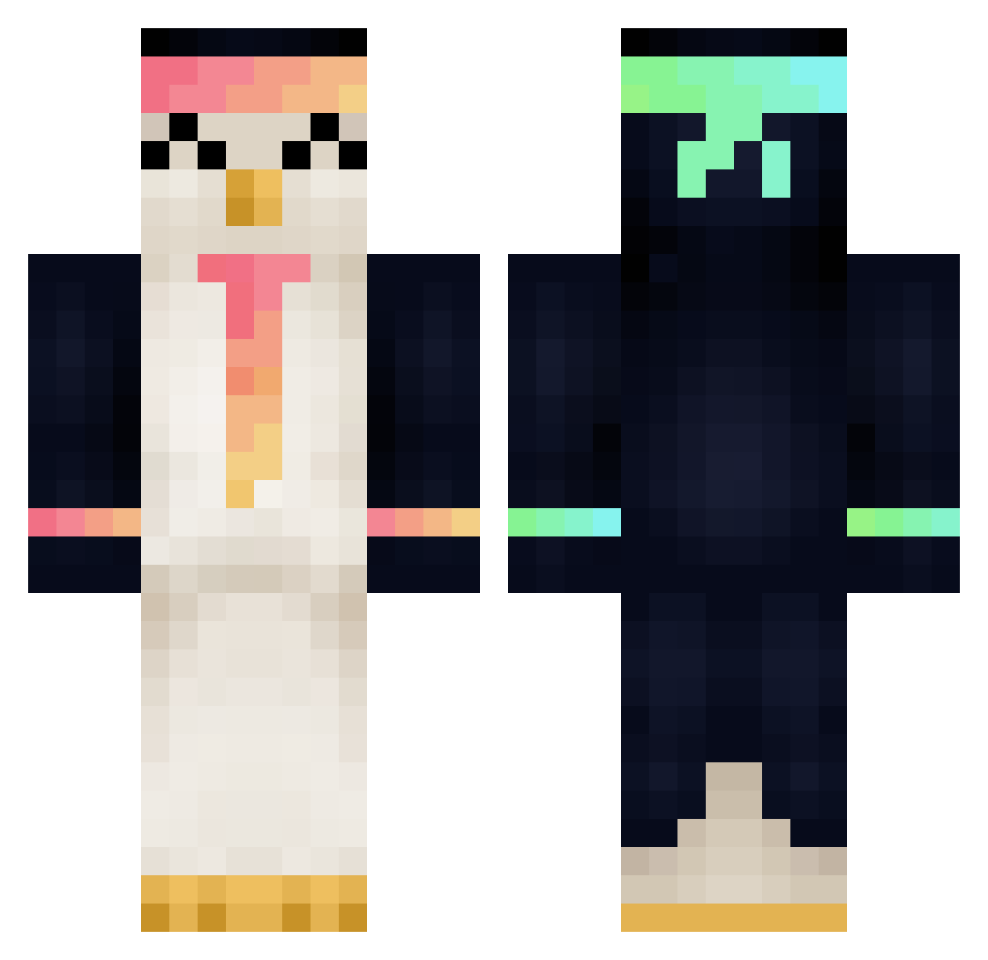 SunshineDev Minecraft skin, front and back view