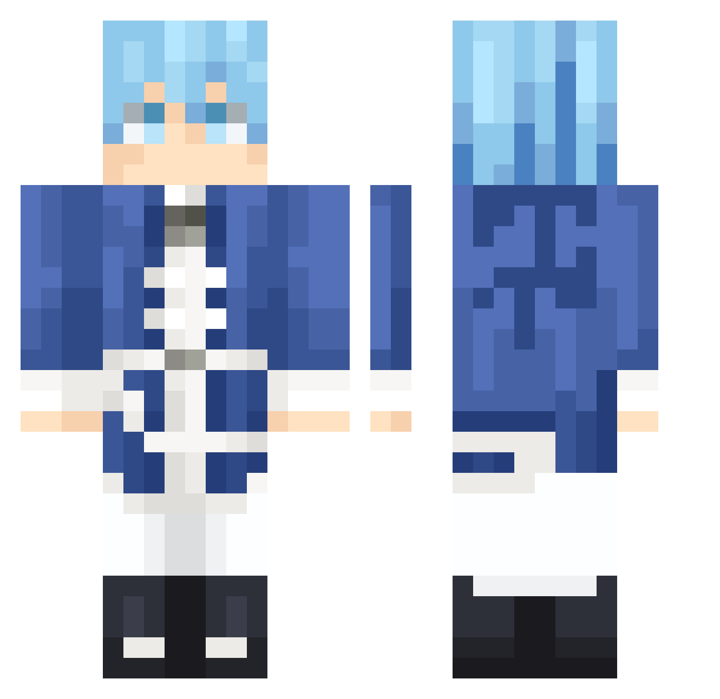 tiomicasa Minecraft skin, front and back view