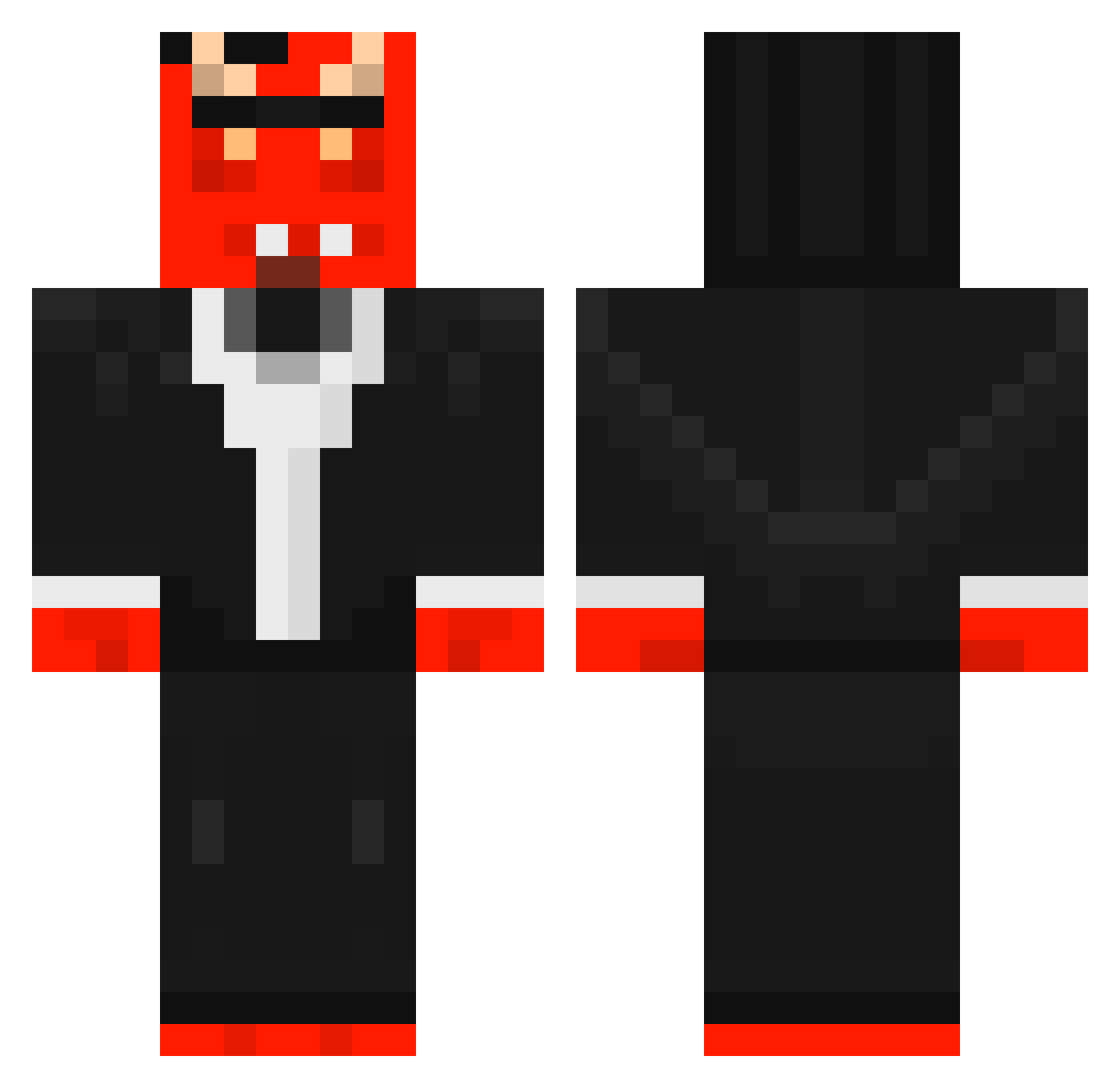wherebird Minecraft skin, front and back view