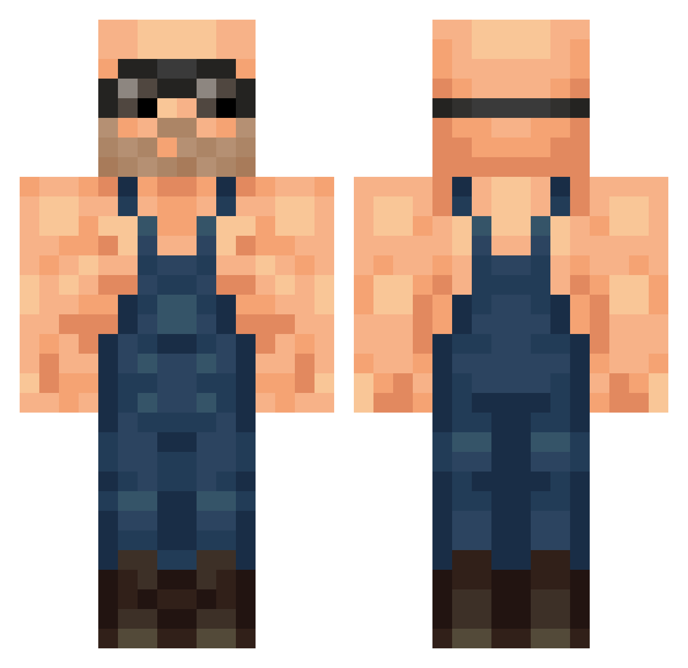 immy334 Minecraft skin, front and back view