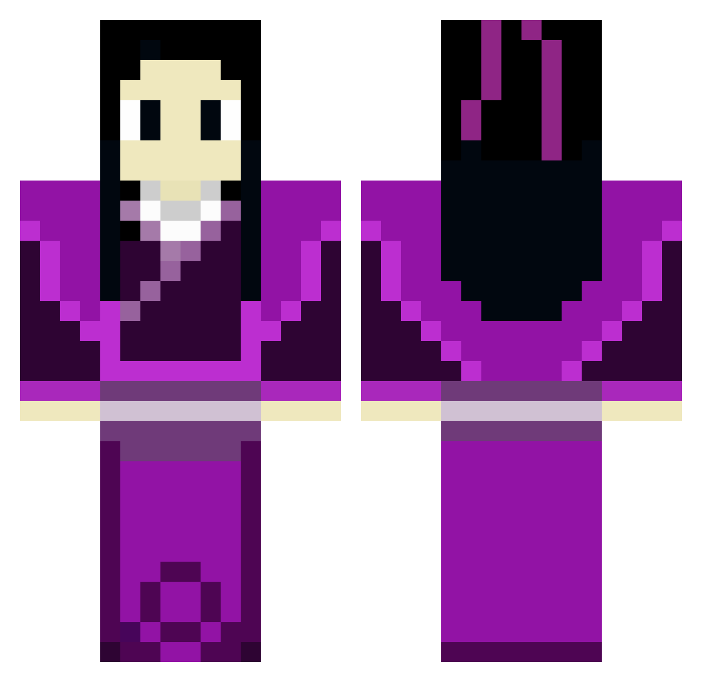 Clarinda Minecraft skin, front and back view