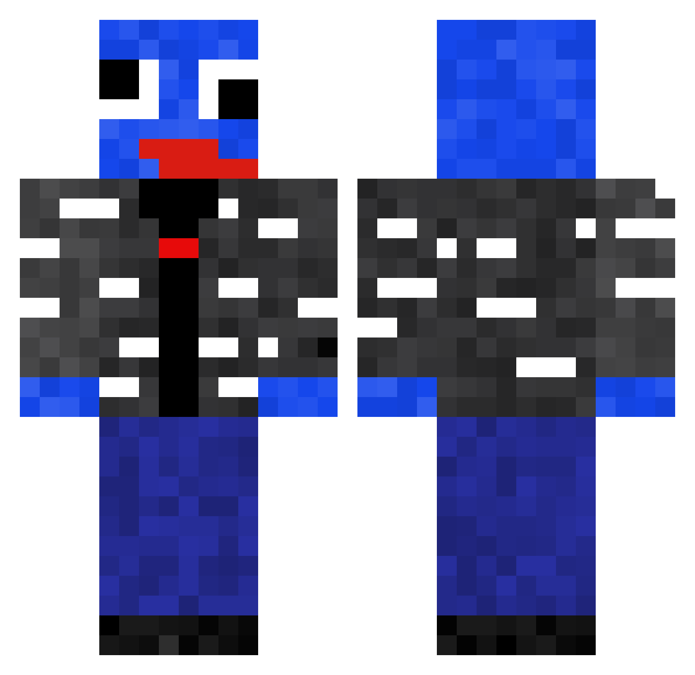 Smew Minecraft skin, front and back view