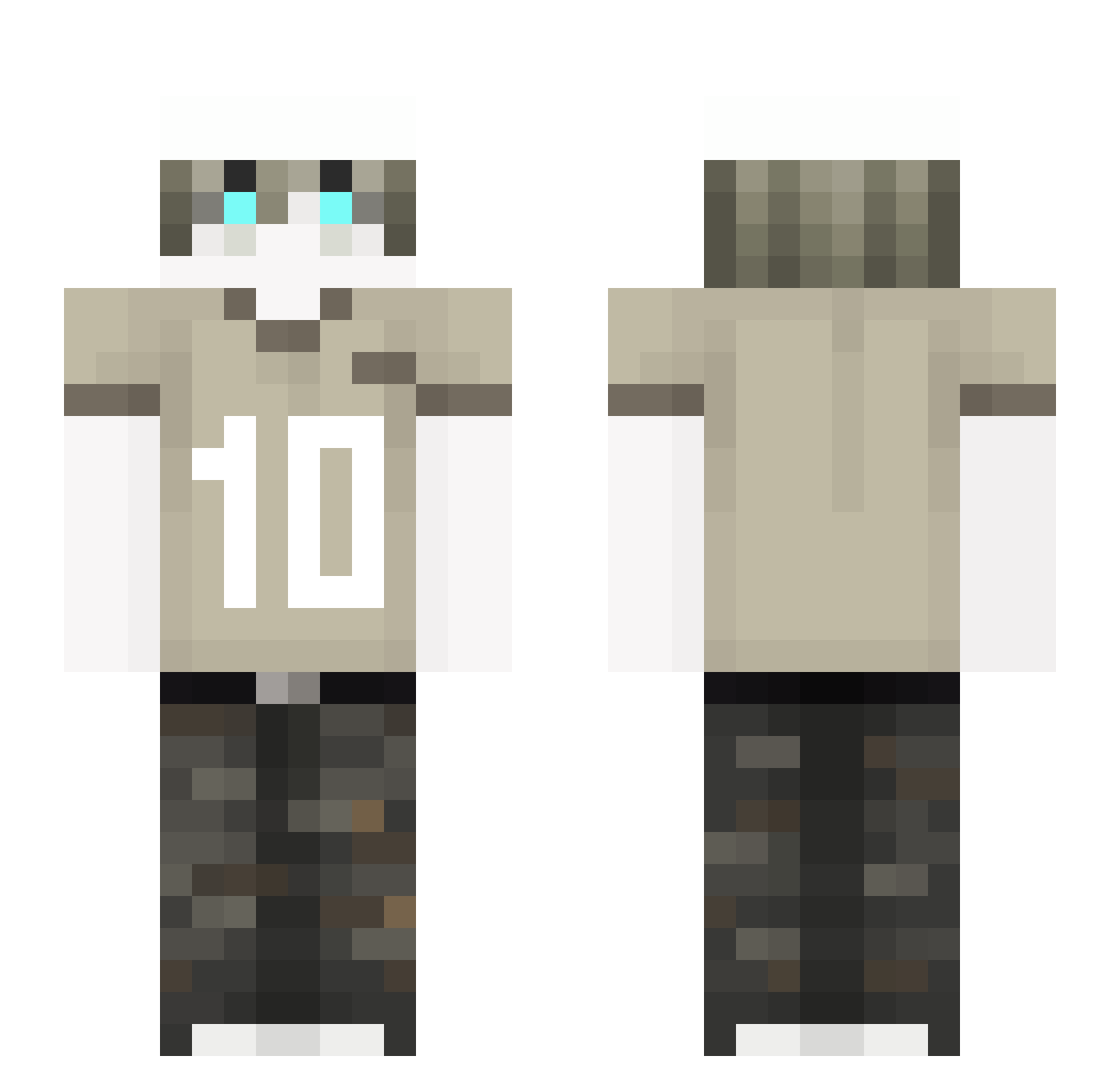 DoktorStein Minecraft skin, front and back view