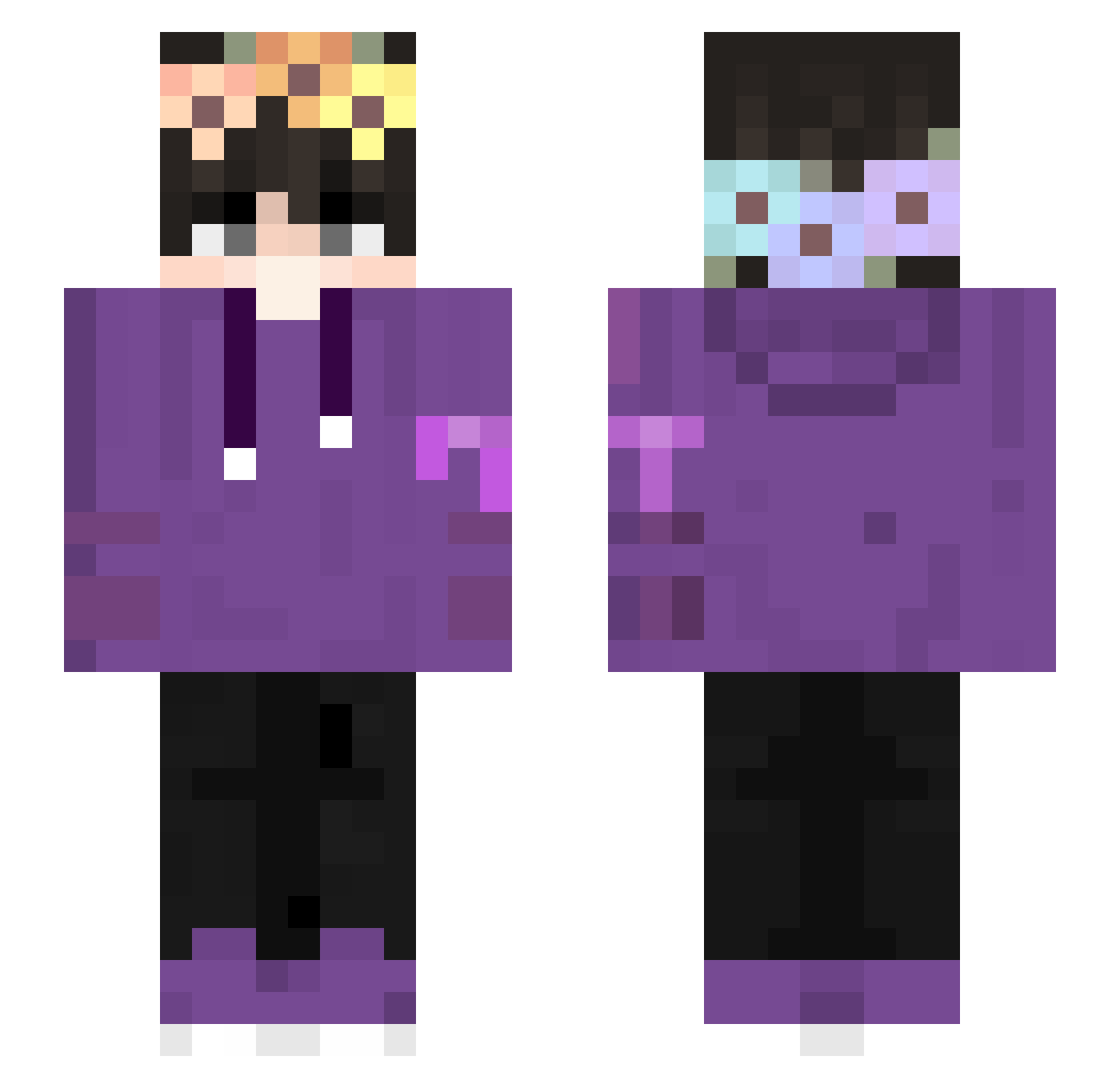 RizqBotaks Minecraft skin, front and back view