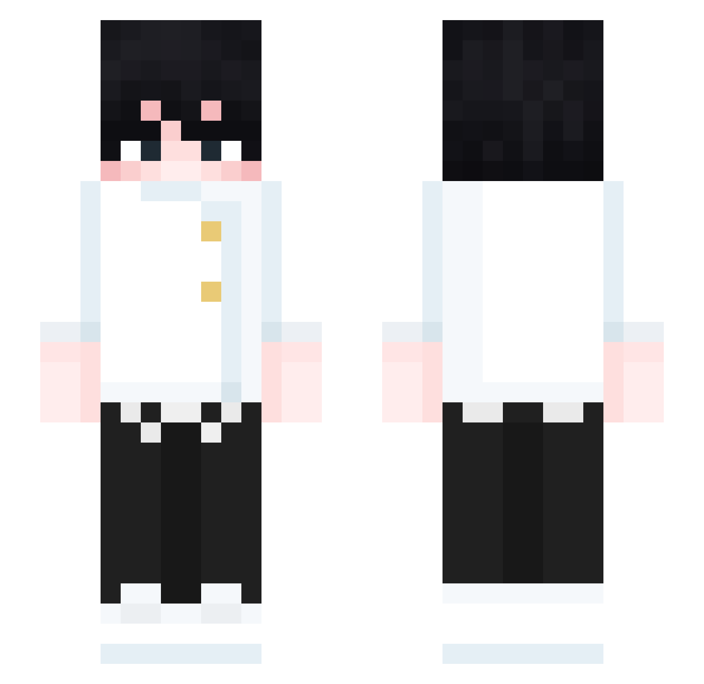 MrKumius Minecraft skin, front and back view