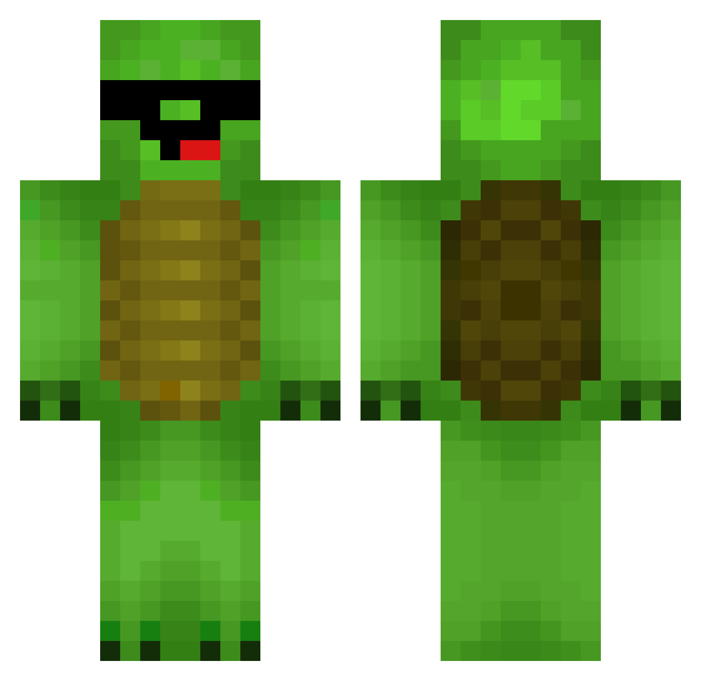 SchildpadV9 Minecraft skin, front and back view