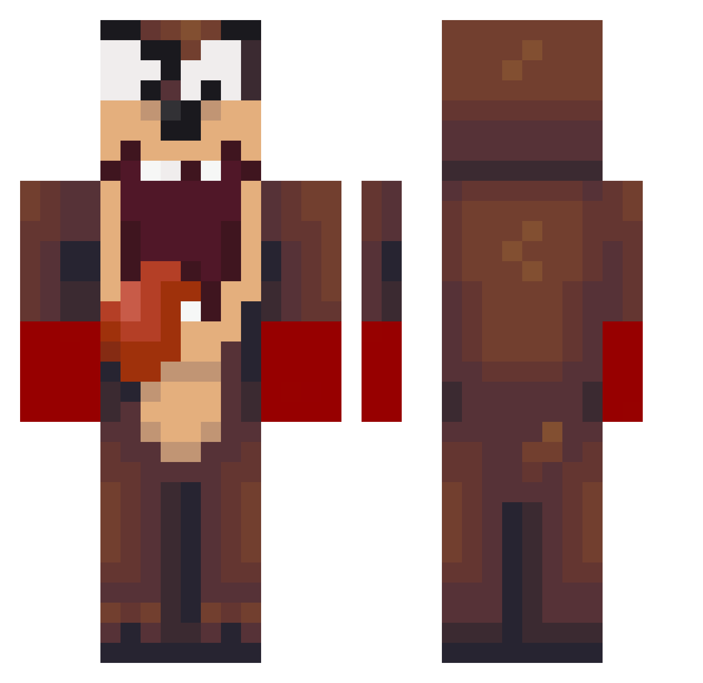 KatAndLiv Minecraft skin, front and back view