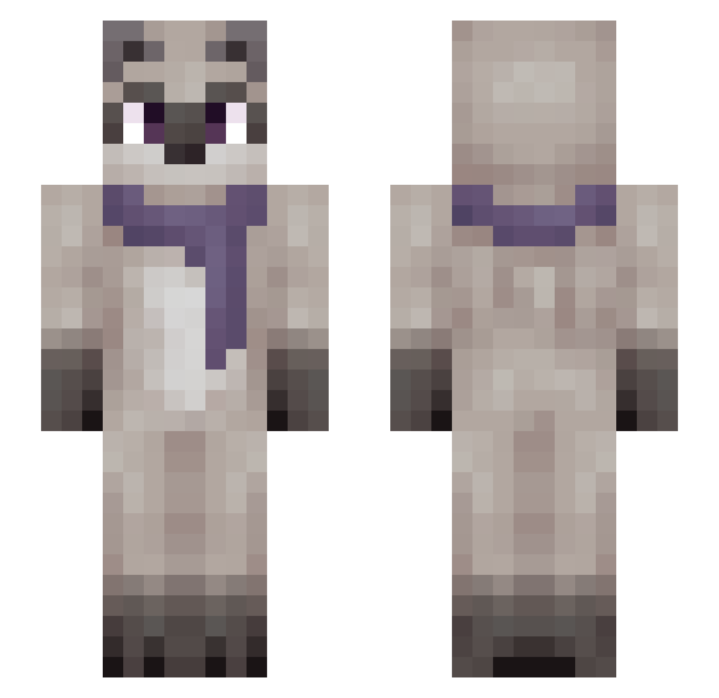 yunochris Minecraft skin, front and back view