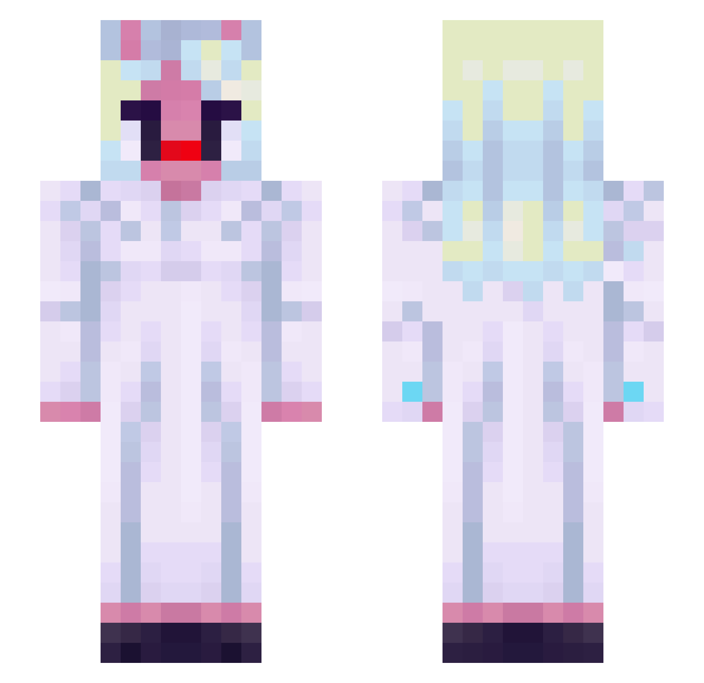 PanDeWuayaba Minecraft skin, front and back view