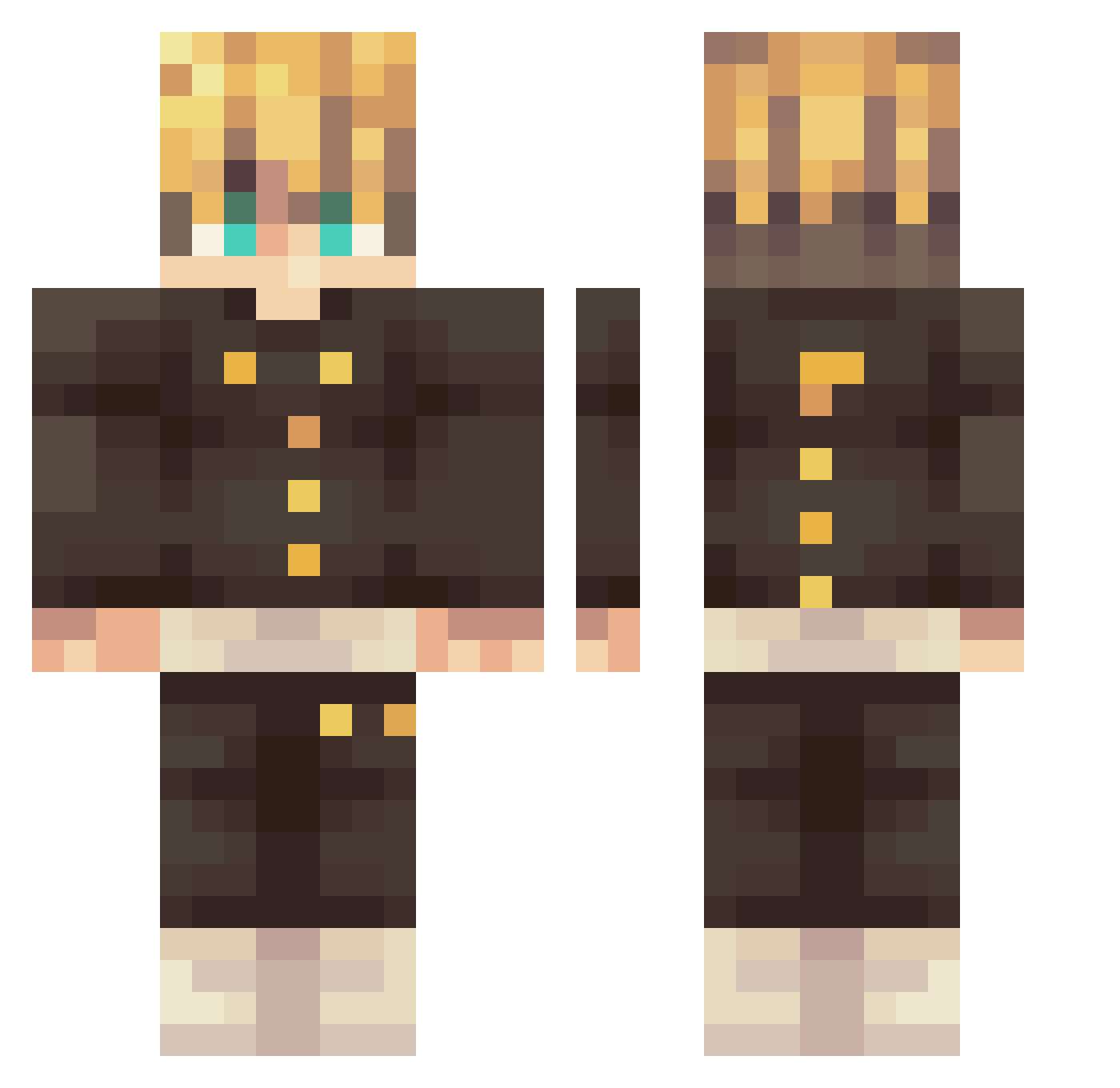 lBlqckz Minecraft skin, front and back view